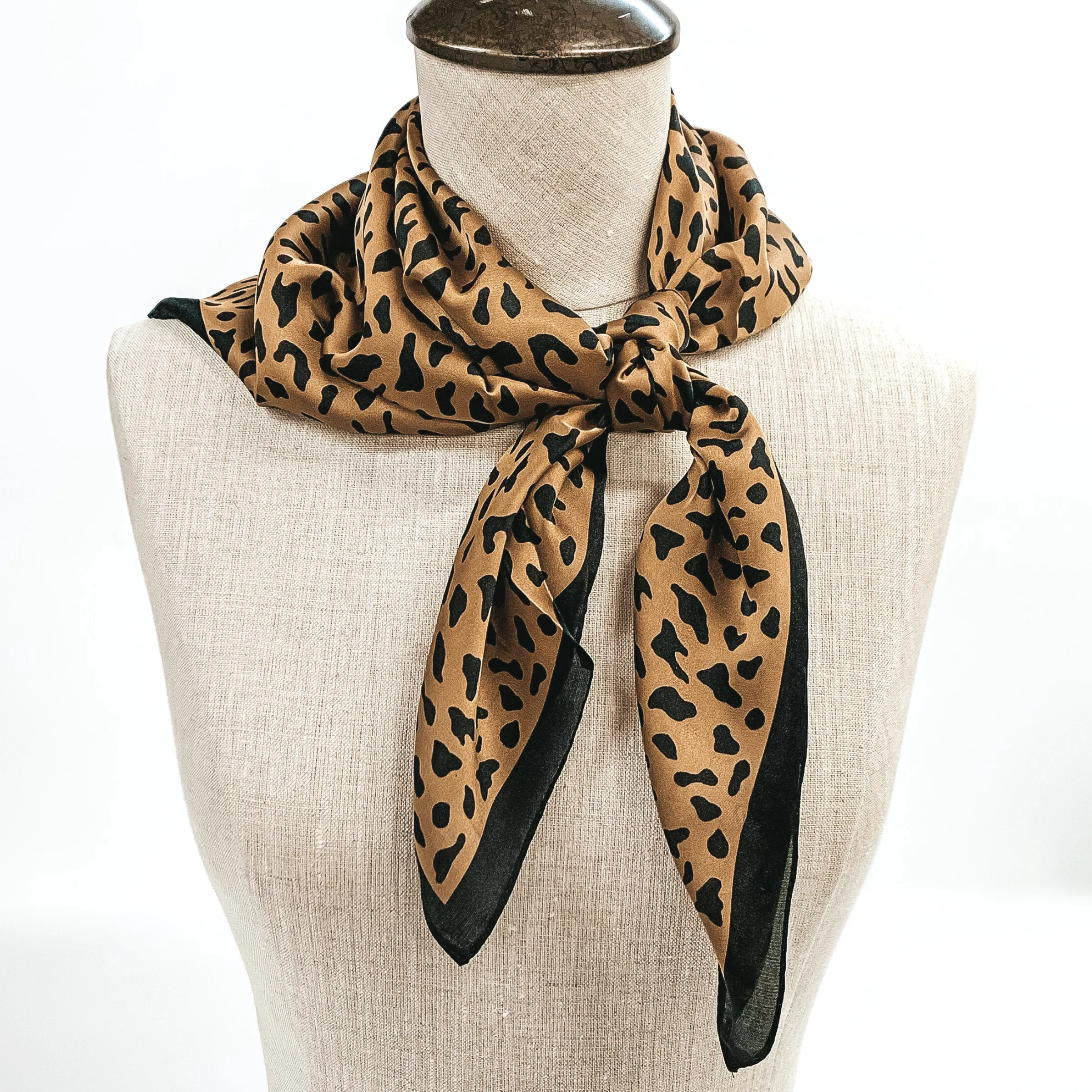 Cheetah Print Scarf in Tan and Black