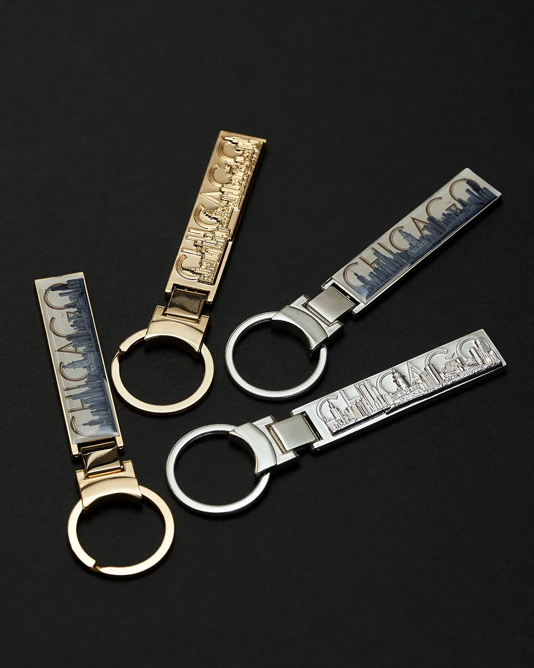 CHICAGO Skyline Pencil Art Metal Key Chain Ring