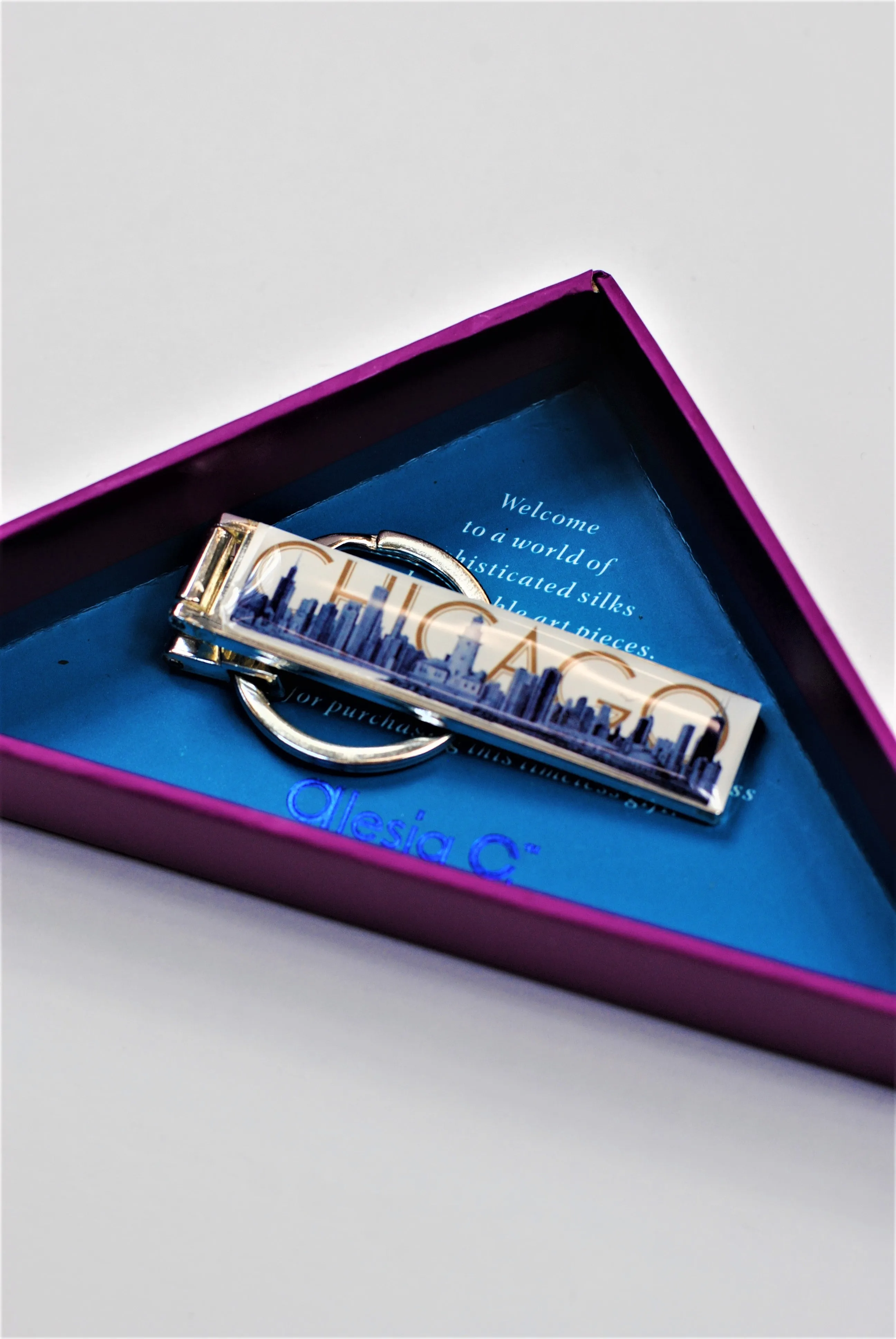 CHICAGO Skyline Pencil Art Metal Key Chain Ring