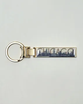 CHICAGO Skyline Pencil Art Metal Key Chain Ring