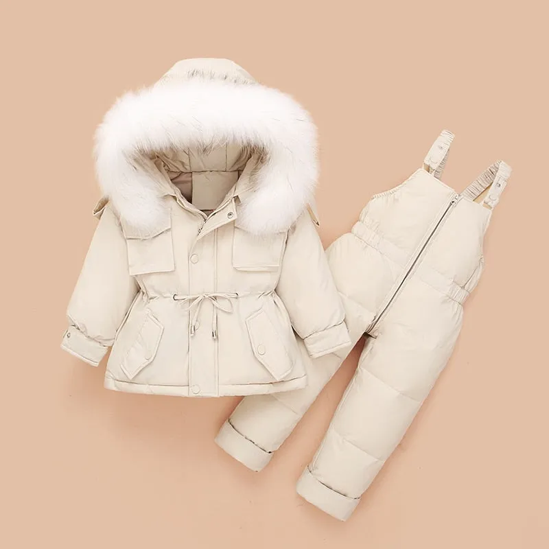 Children Coat Jacket-Jumpsuit Kids Toddler Girl Boy Clothes 2pcs Winter Outfit Suit Warm Baby Overalls Clothing Sets