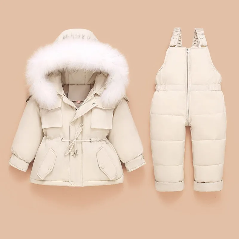 Children Coat Jacket-Jumpsuit Kids Toddler Girl Boy Clothes 2pcs Winter Outfit Suit Warm Baby Overalls Clothing Sets