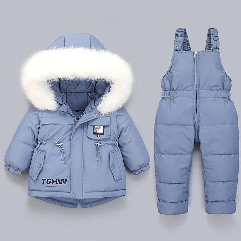 Children Coat Jacket-Jumpsuit Kids Toddler Girl Boy Clothes 2pcs Winter Outfit Suit Warm Baby Overalls Clothing Sets