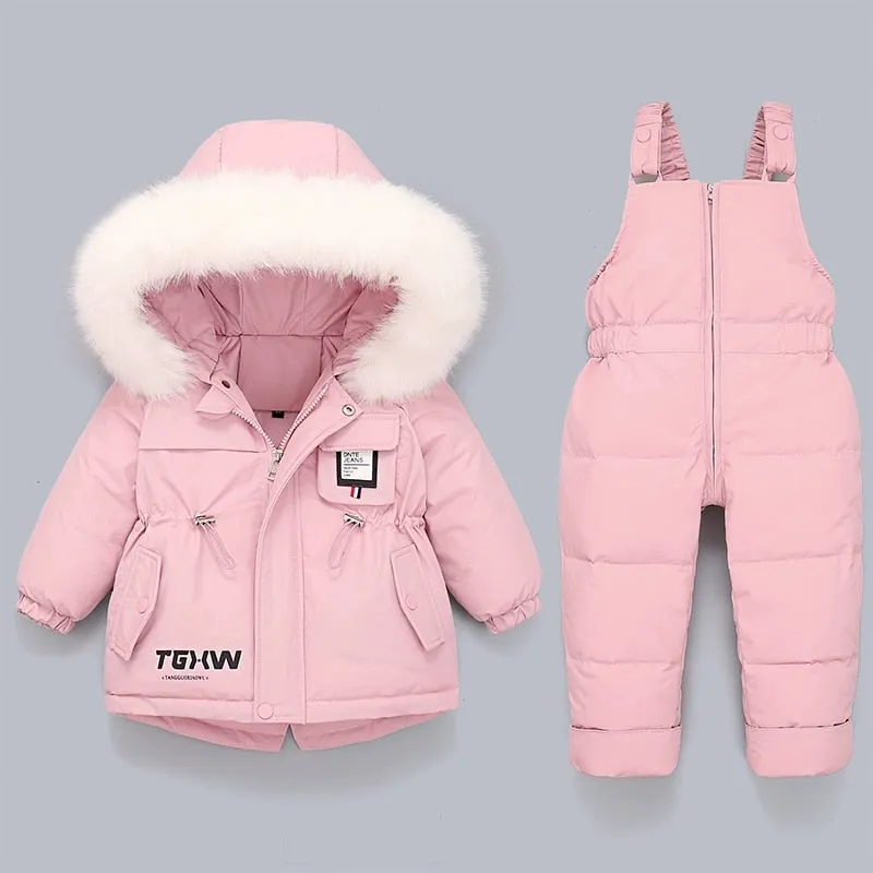 Children Coat Jacket-Jumpsuit Kids Toddler Girl Boy Clothes 2pcs Winter Outfit Suit Warm Baby Overalls Clothing Sets