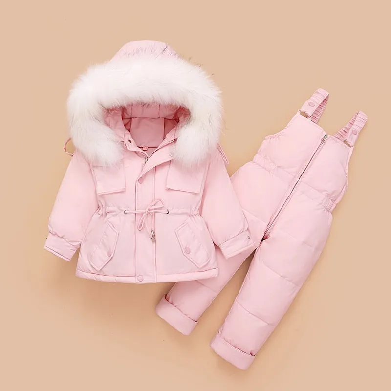 Children Coat Jacket-Jumpsuit Kids Toddler Girl Boy Clothes 2pcs Winter Outfit Suit Warm Baby Overalls Clothing Sets