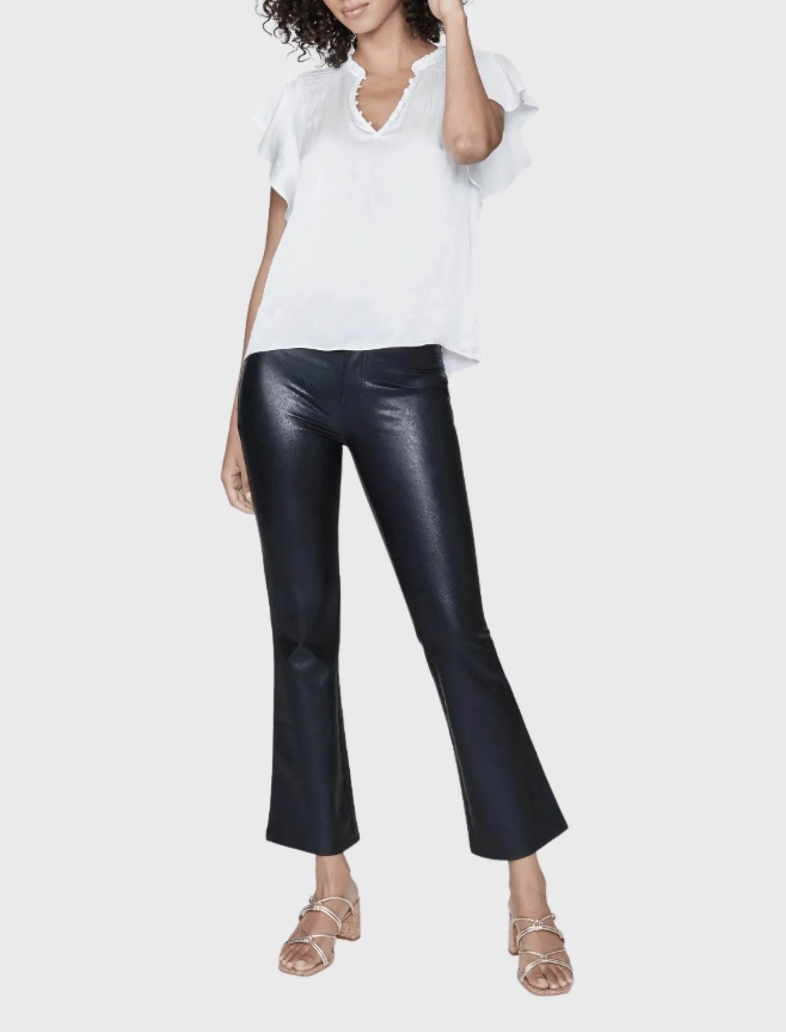 Claudine Vegan Leather Ankle Flare Pant