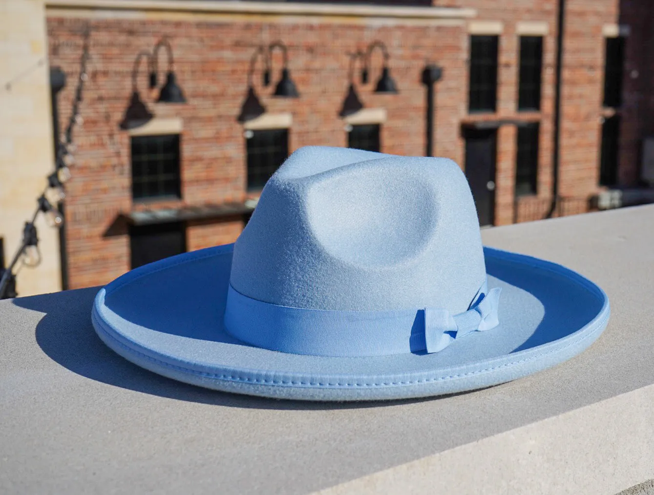 Dallas Pencil Brim Fedora - Light Blue