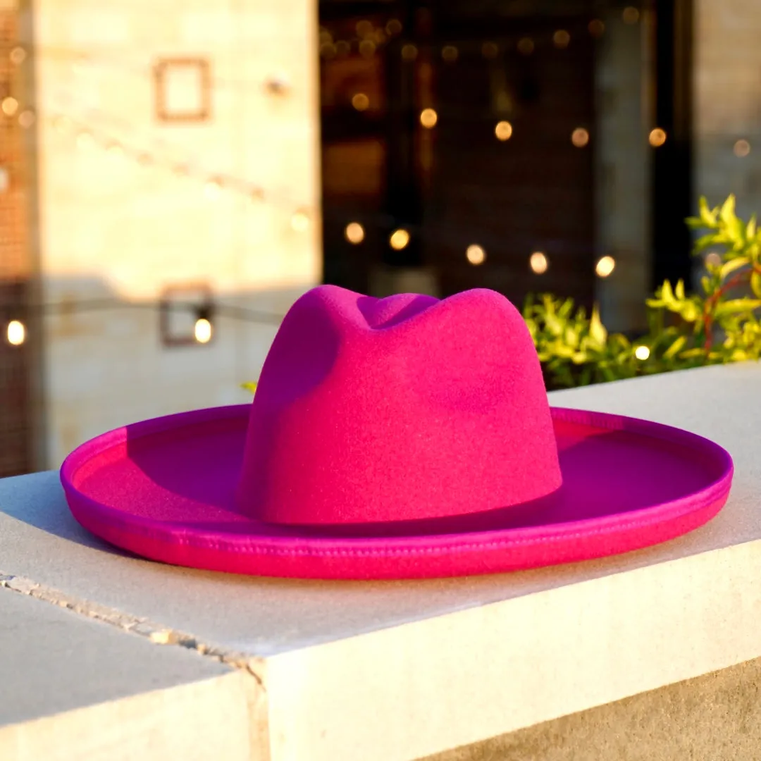 Dallas Plain Pencil Brim Fedora - Fuchsia