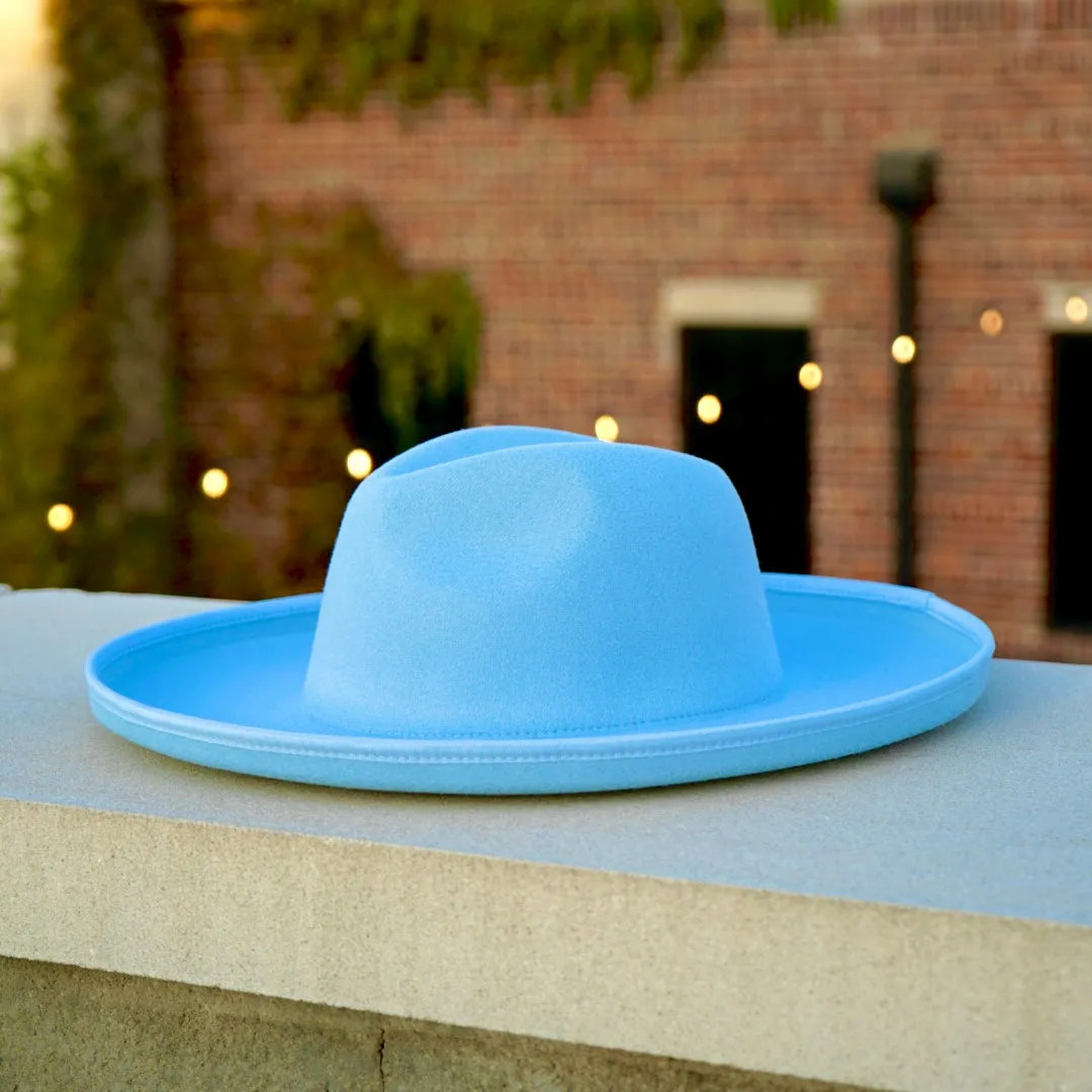 Dallas Plain Pencil Brim Fedora - Light Blue