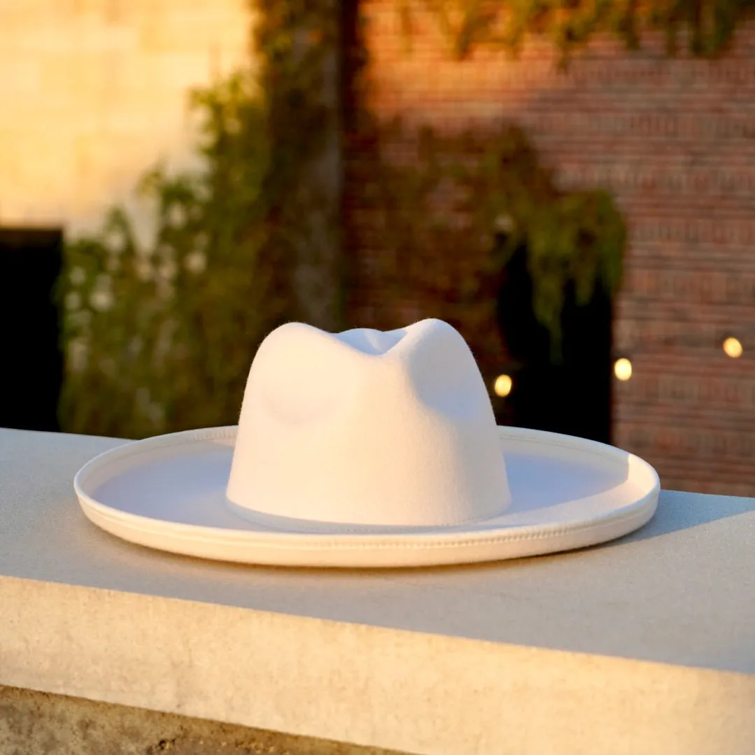 Dallas Plain Pencil Brim Fedora - Off White