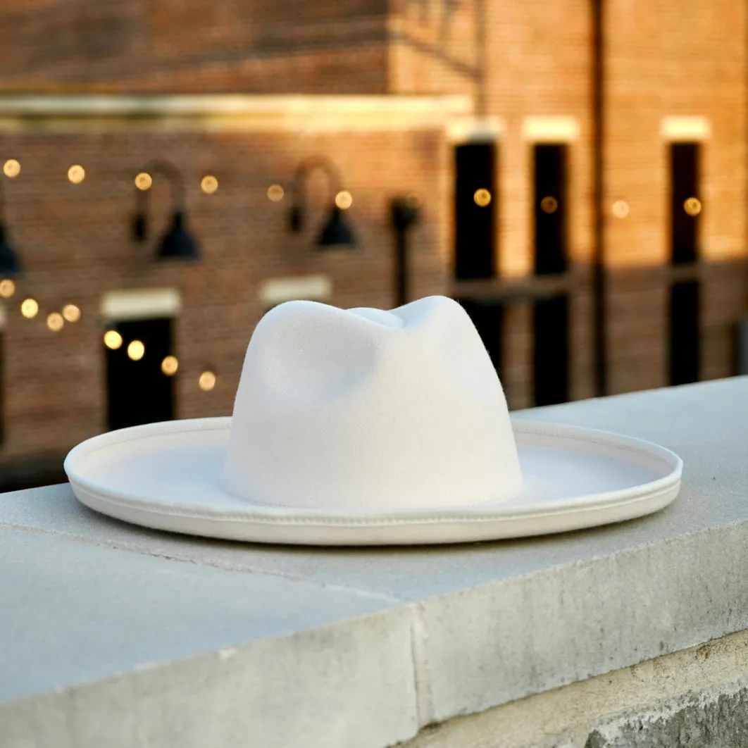 Dallas Plain Pencil Brim Fedora - Off White