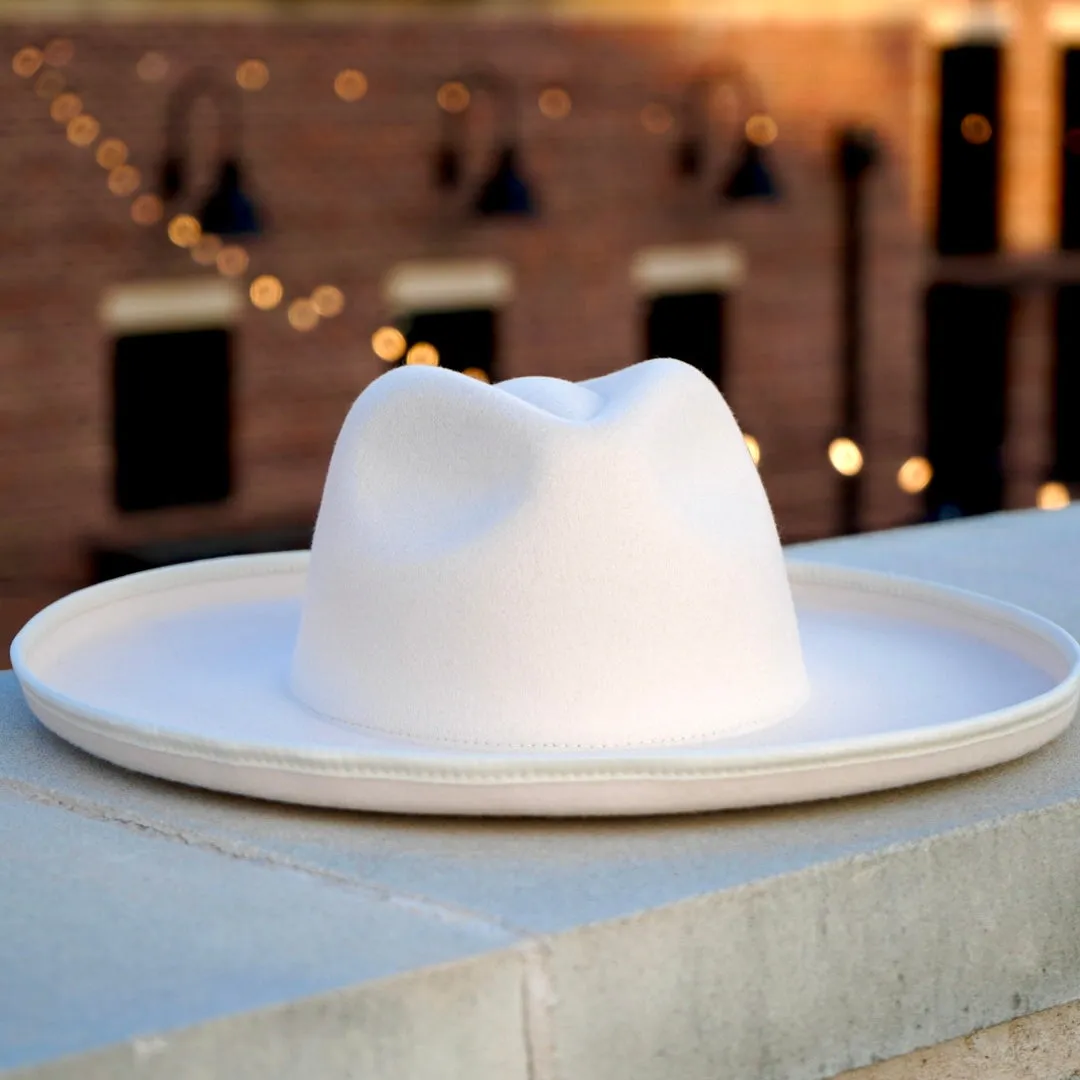 Dallas Plain Pencil Brim Fedora - Off White