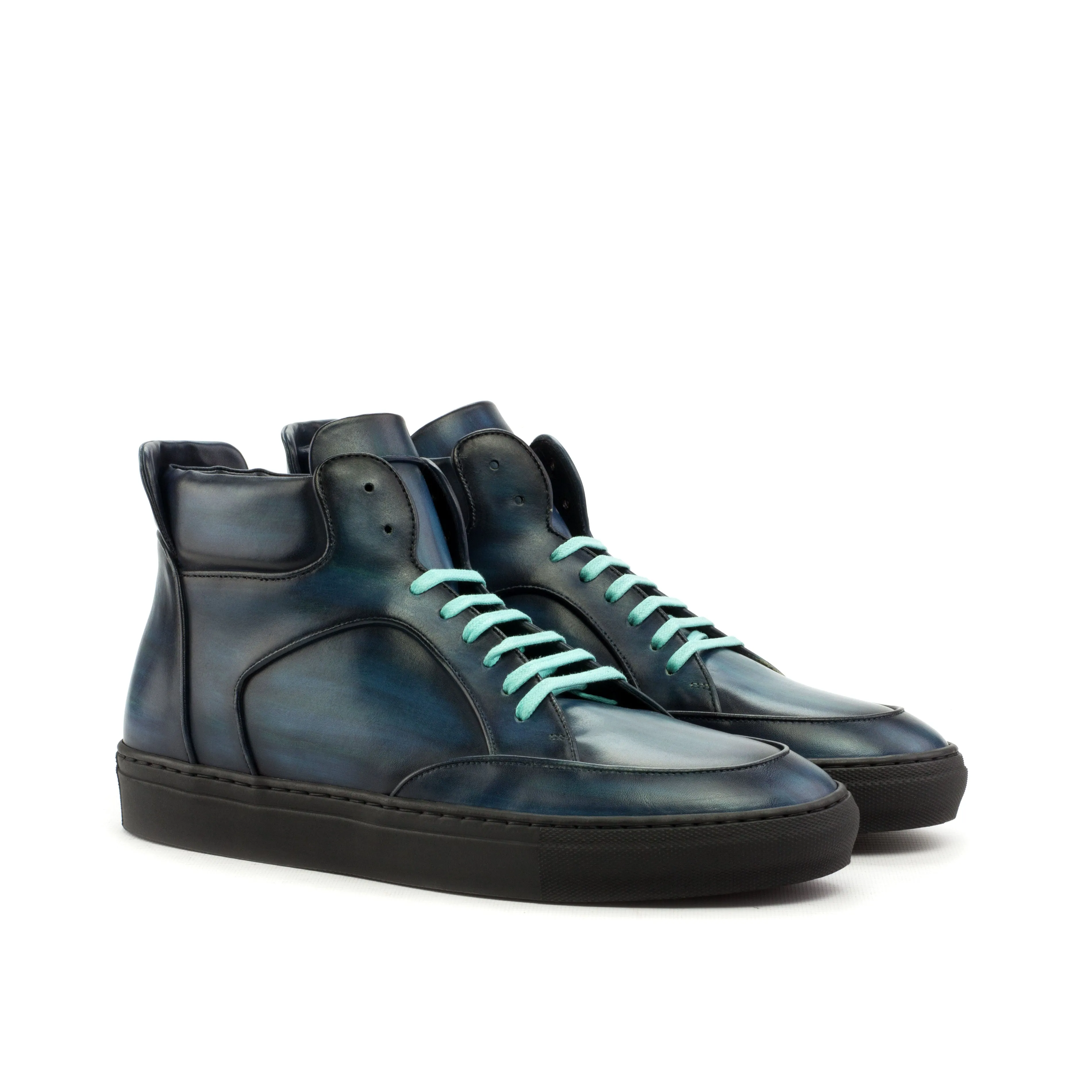 DapperFam Dante in Navy Men's Italian Leather High Top