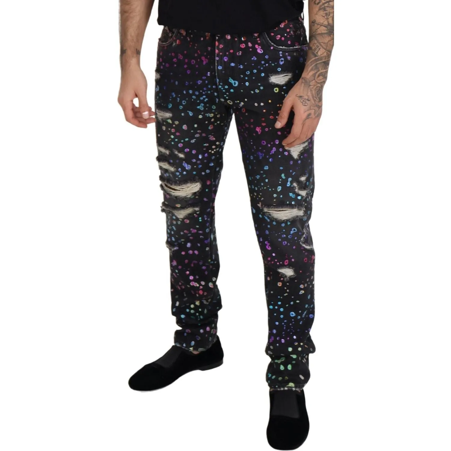 Dolce & Gabbana Elegant Multicolor Printed Denim Pants