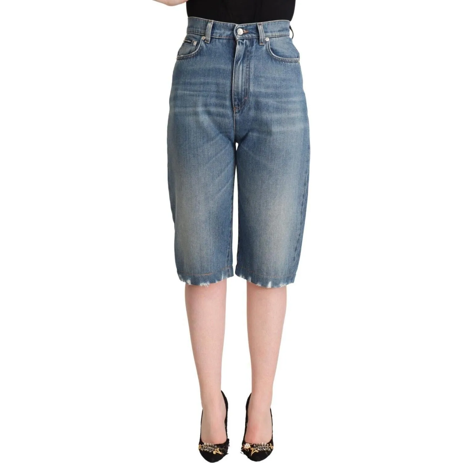 Dolce & Gabbana High-Waisted Italian Cropped Denim Jeans