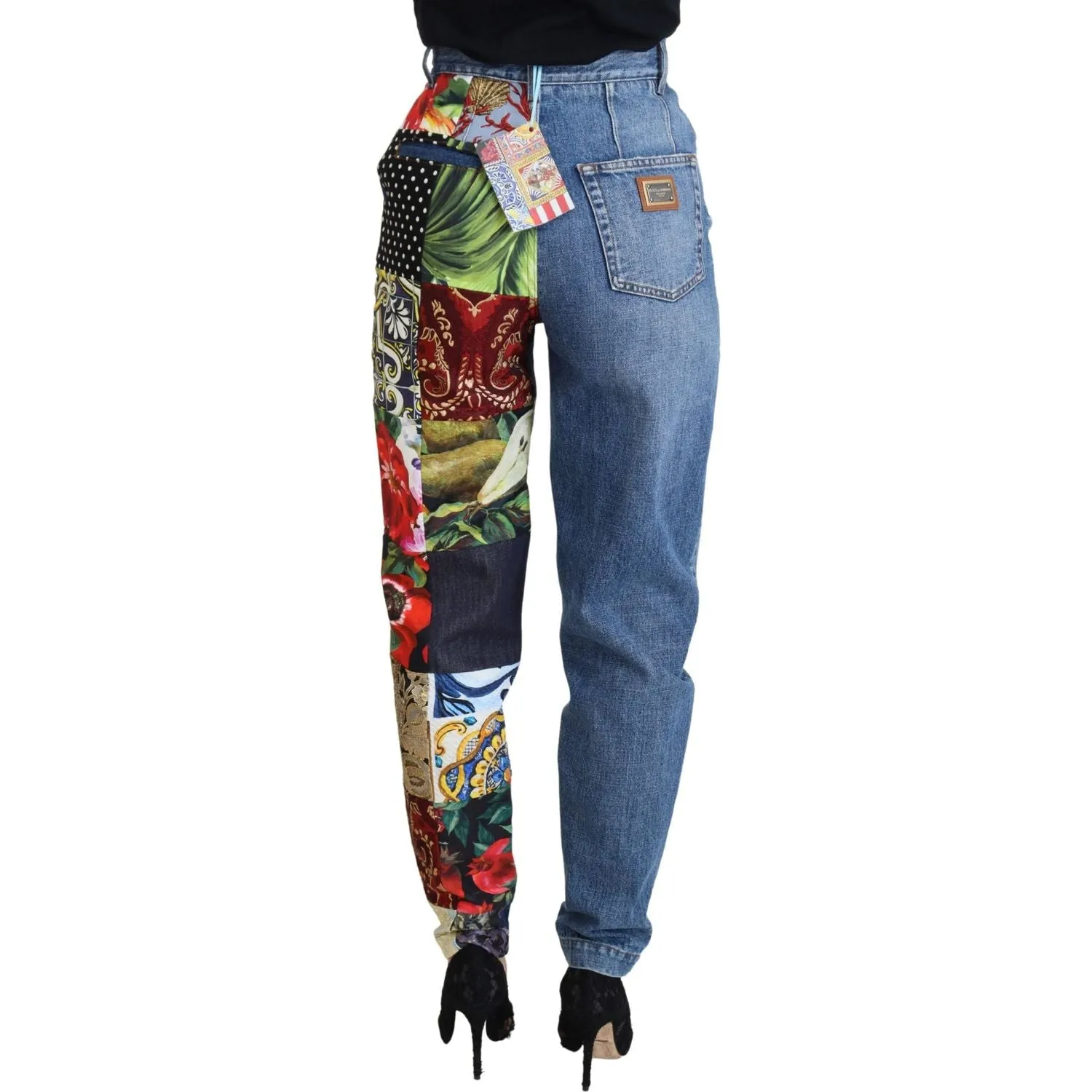 Dolce & Gabbana Patchwork Jacquard Blue Denim Luxury Jeans