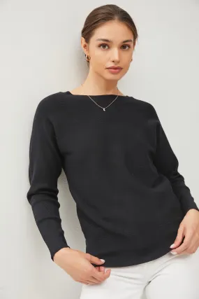 Dolman Ribbed Sweater - Black