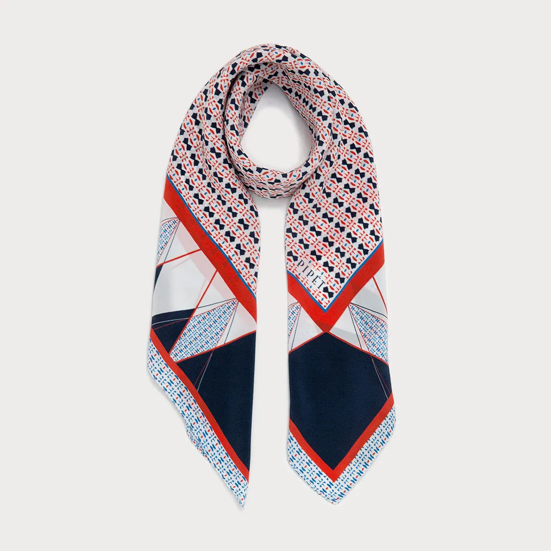 Emile 90cm Square Scarf - Blue / Orange