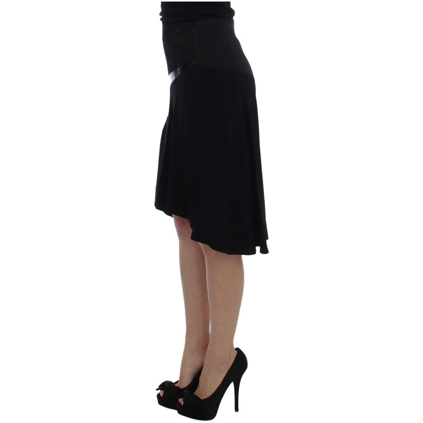 Exte Chic Black and Blue Cotton Blend Skirt