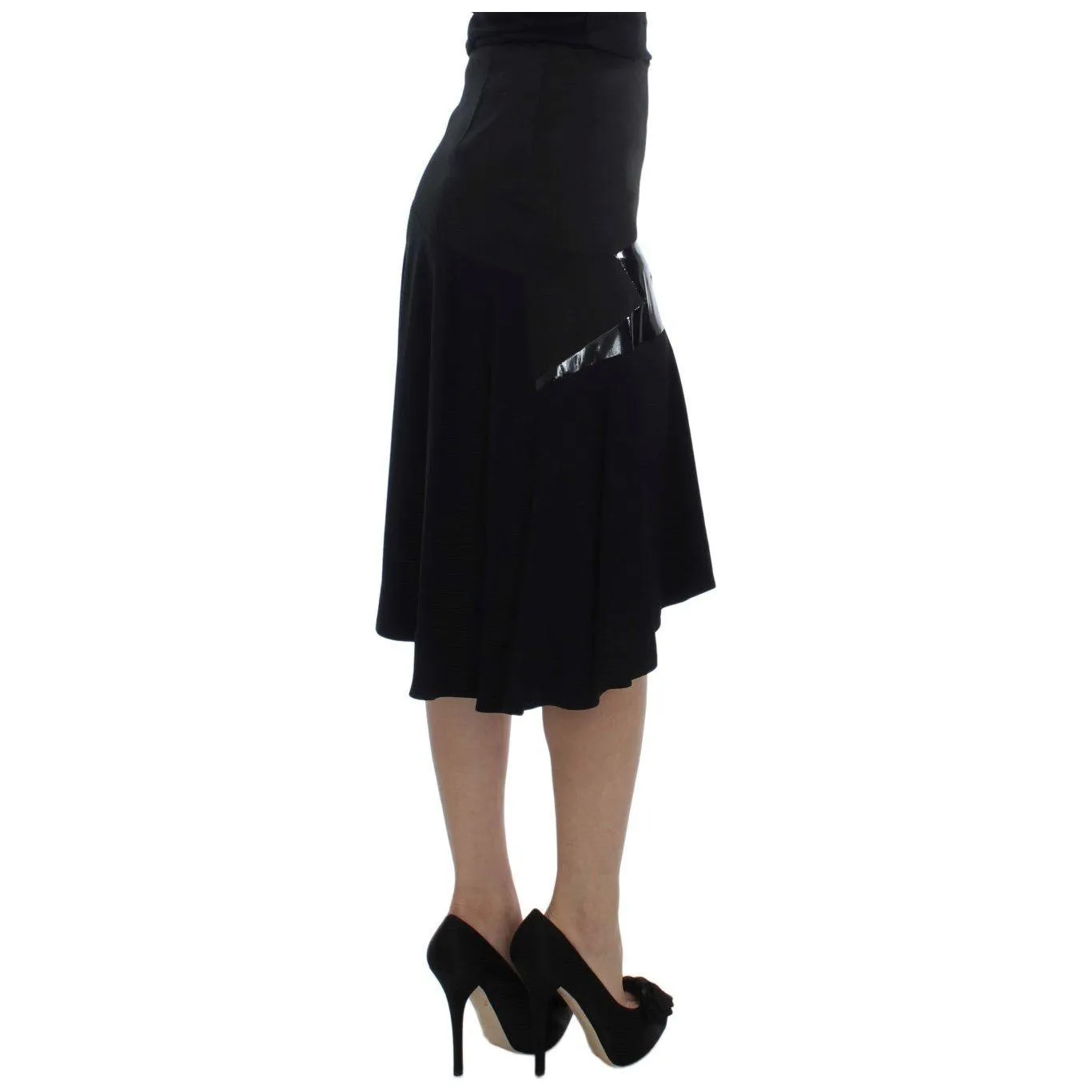 Exte Chic Black and Blue Cotton Blend Skirt