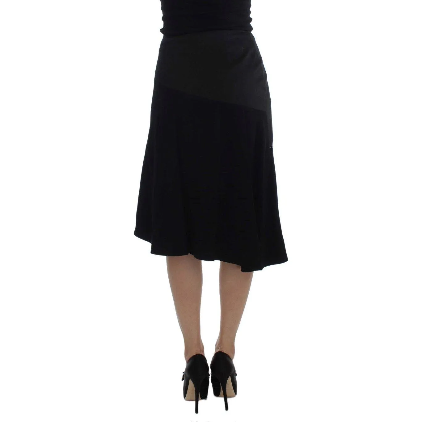 Exte Chic Black and Blue Cotton Blend Skirt