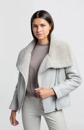 Faux Leather Lammy Jacket in Dove Grey