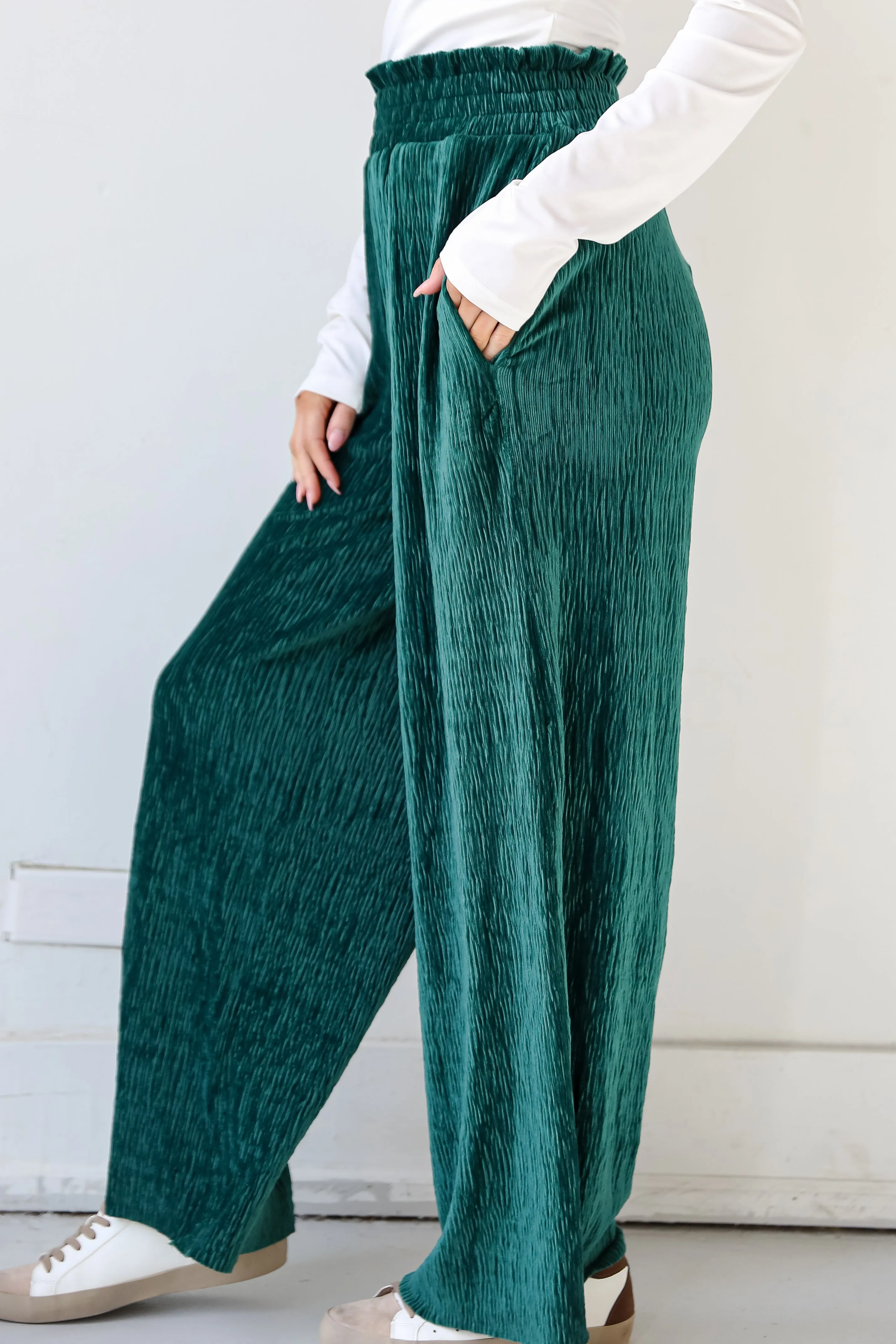 FINAL SALE - Flawless Behavior Velvet Plisse Pants - DU DEAL