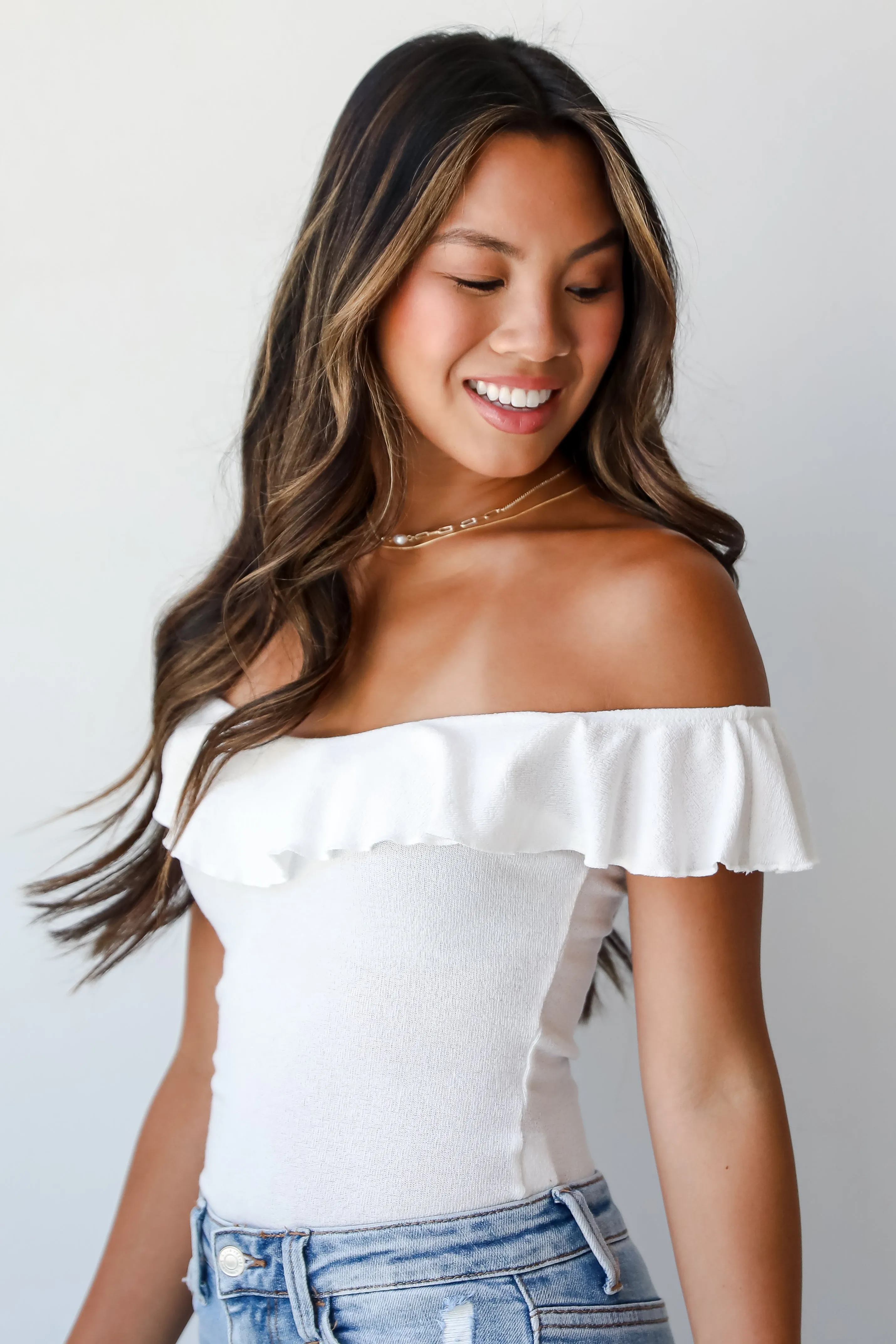 FINAL SALE - Kayla Terry Cloth Ruffle Bodysuit