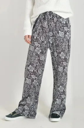 Floral Wide Leg Velvet Trouser