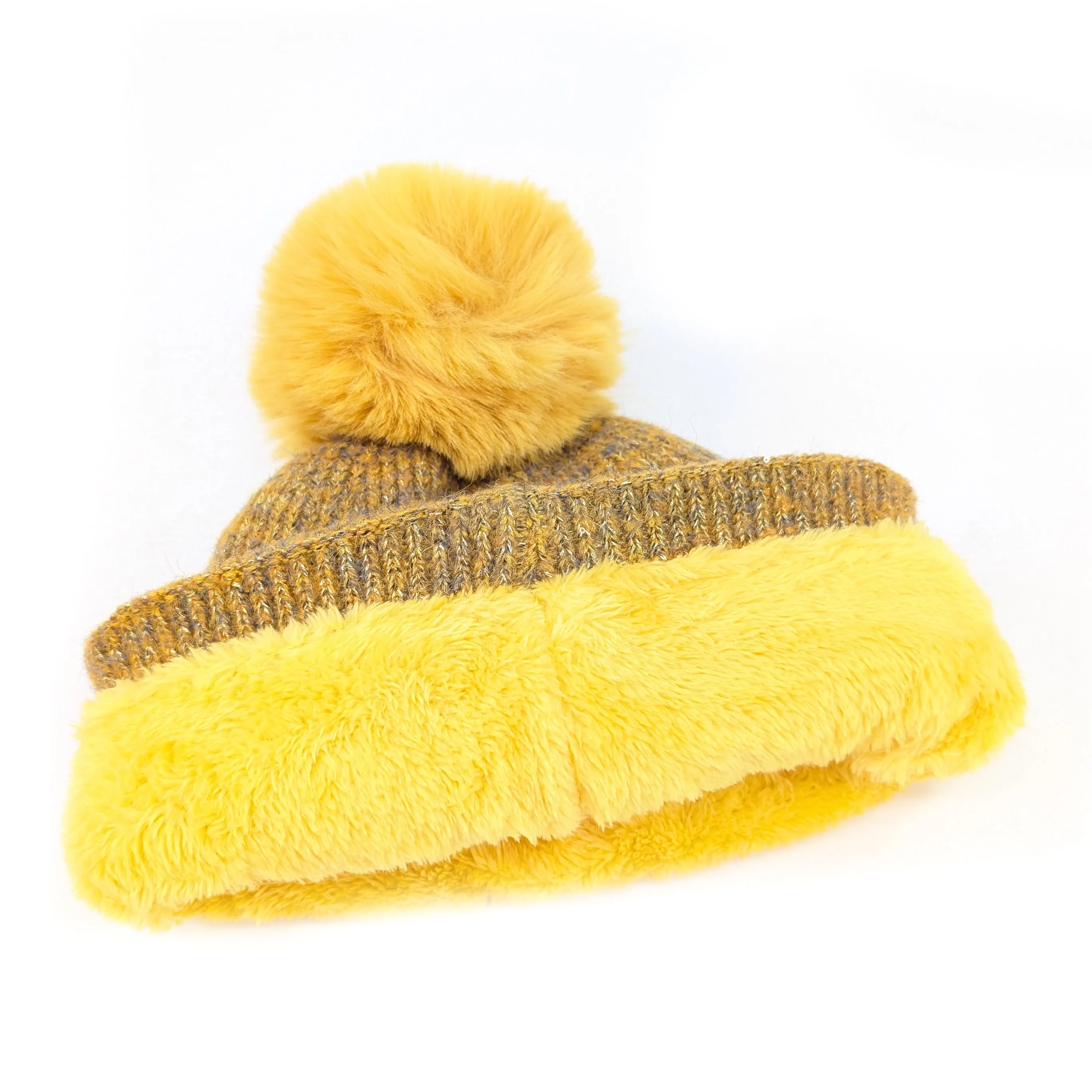 Free Sequin Faux Fur PomPom Hat - 3 Assorted