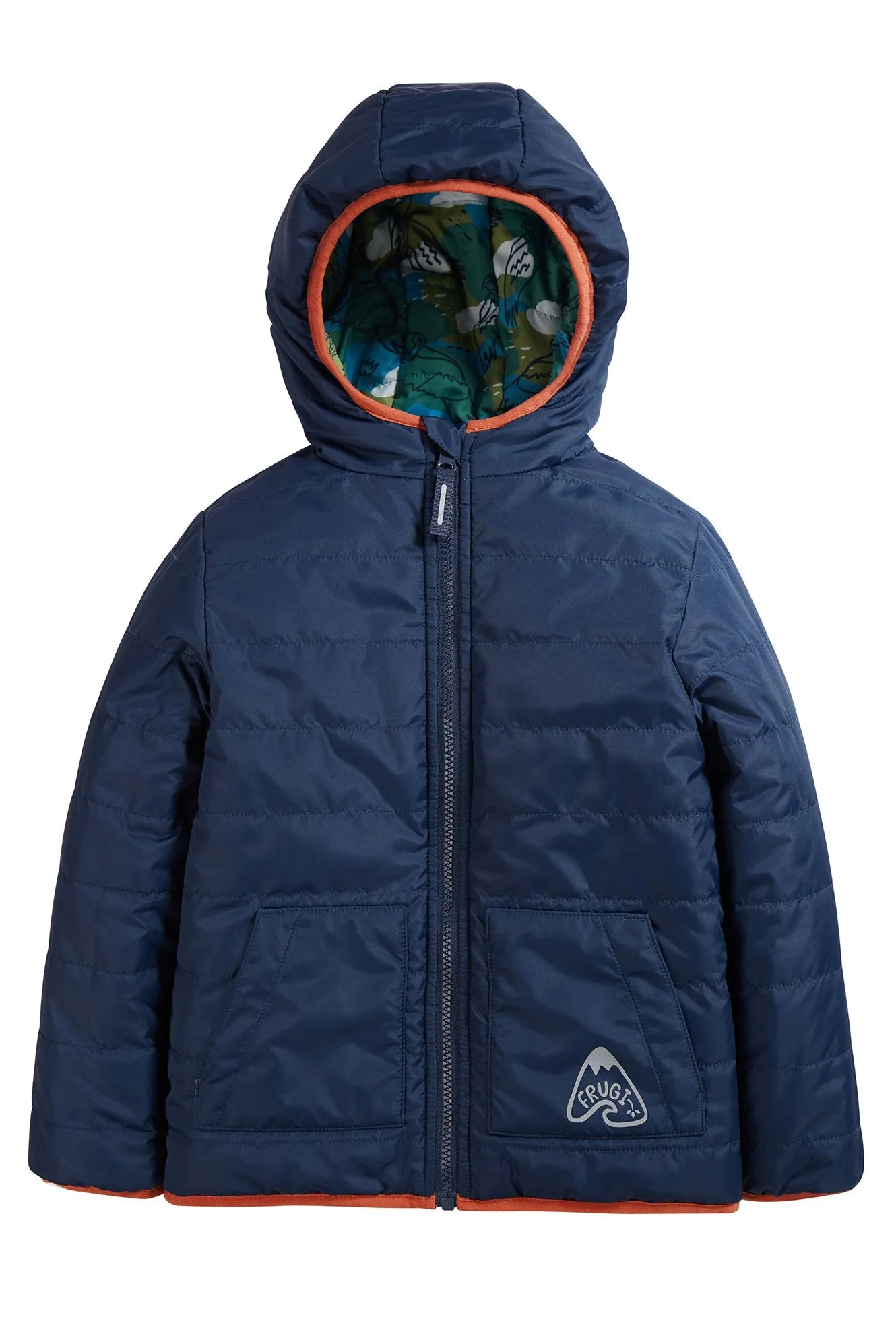 Frugi Reversible Toasty Trail Jacket in Birds of Prey/Indigo