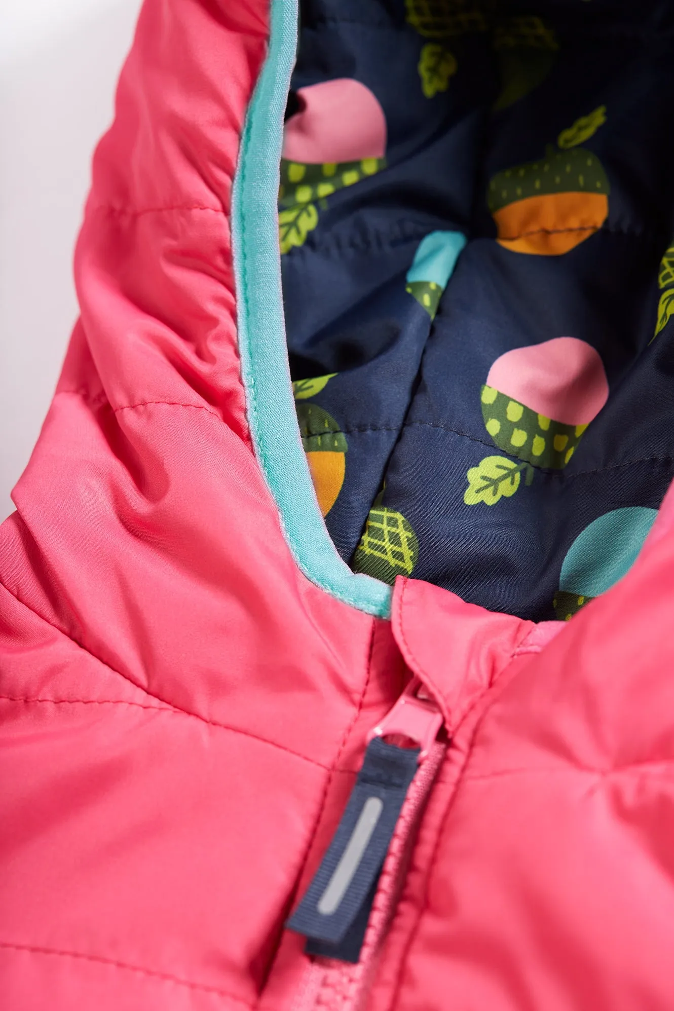 Frugi Reversible Toasty Trail Jacket in Indigo Acorns/Honeysuckle