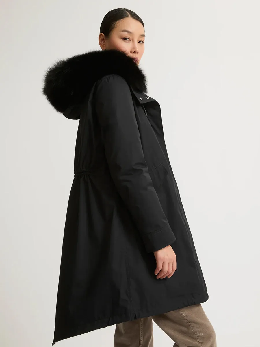 Fur Lined Waterproof Parka in Noir