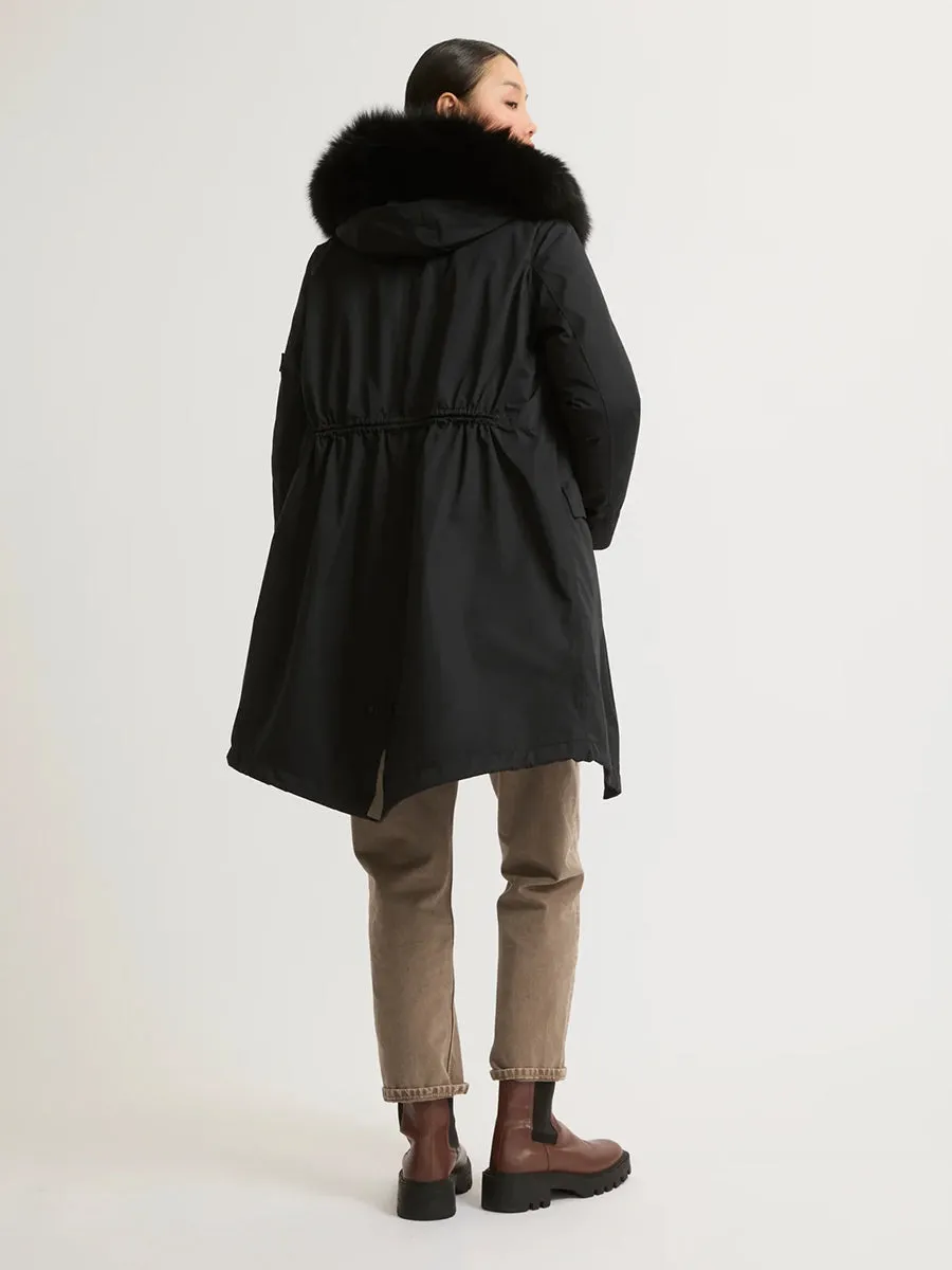 Fur Lined Waterproof Parka in Noir