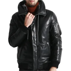 Genuine Sheepskin Leather Jacket For Men Goose Down Winter Coat Warm & Thick Outwear