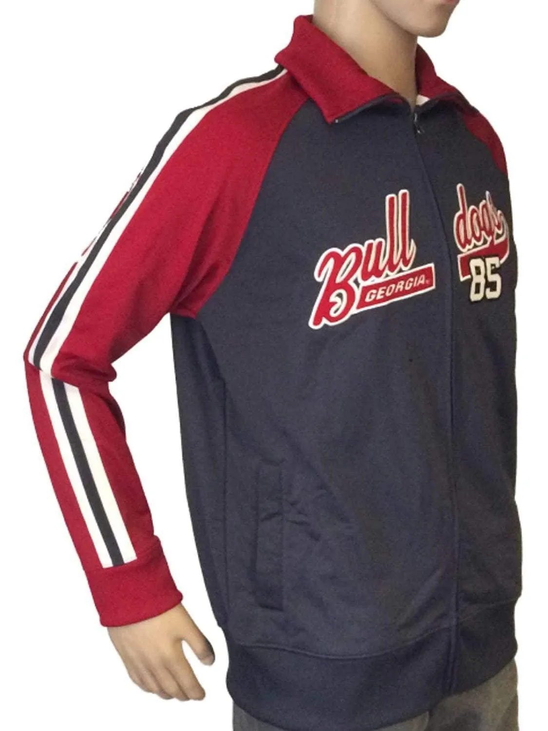 Georgia Bulldogs J. America Mens Vintage Grey Red Sleeves Track Jacket