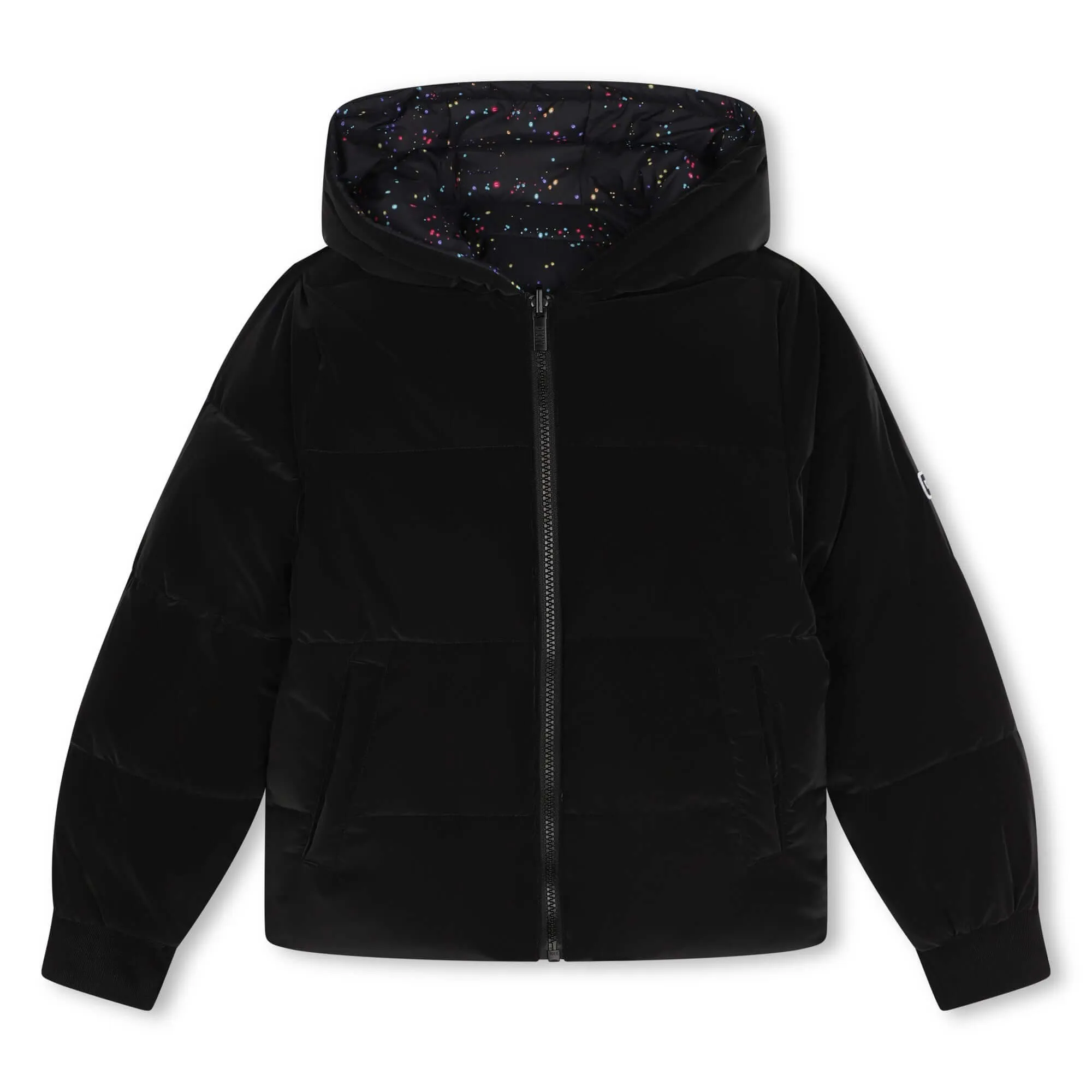 Girls Black Reversible Puffer Coat