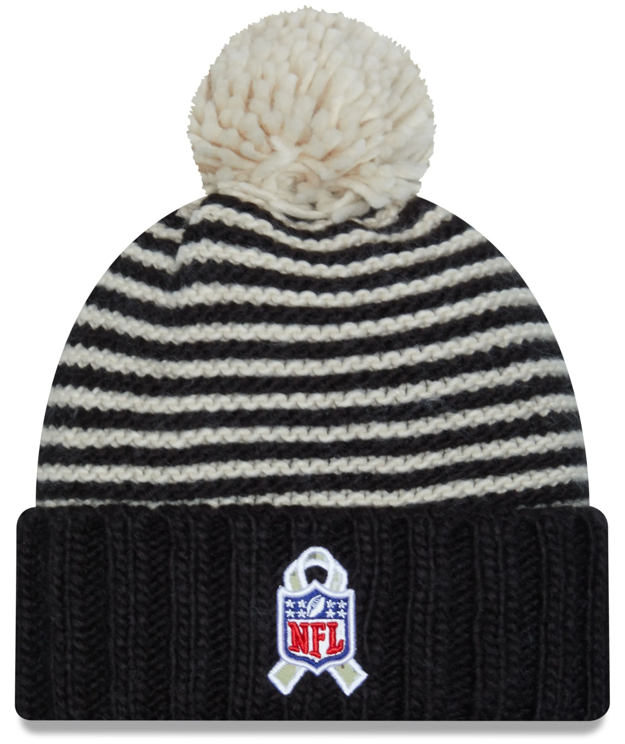 Green Bay Packers Salute to Service Knit Hat with Pom, Black, One Size