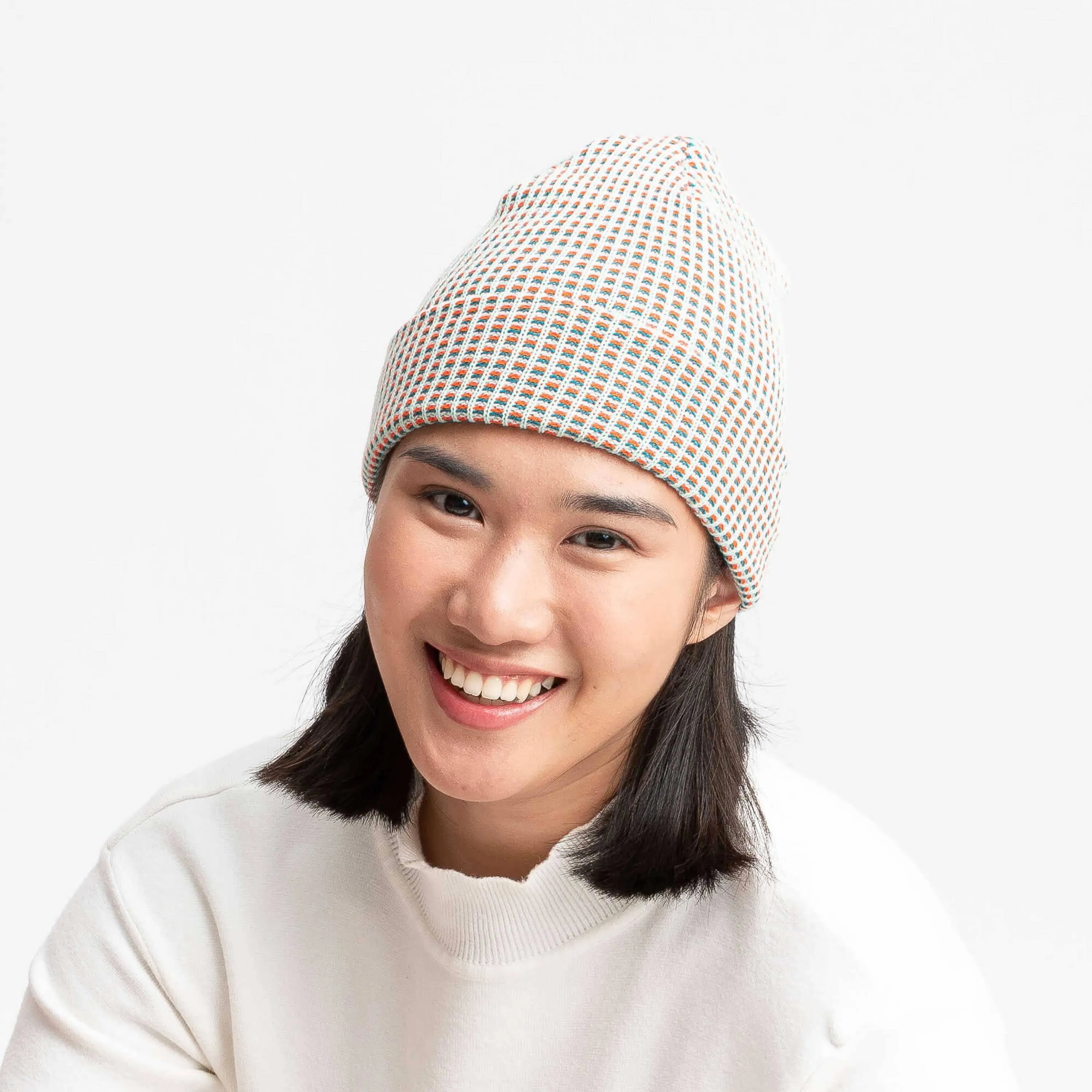 Grid Knit Beanie - Cobalt