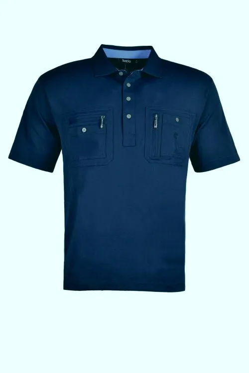 Hajo Stay Fresh Zip Pocket Blue Polo Blue