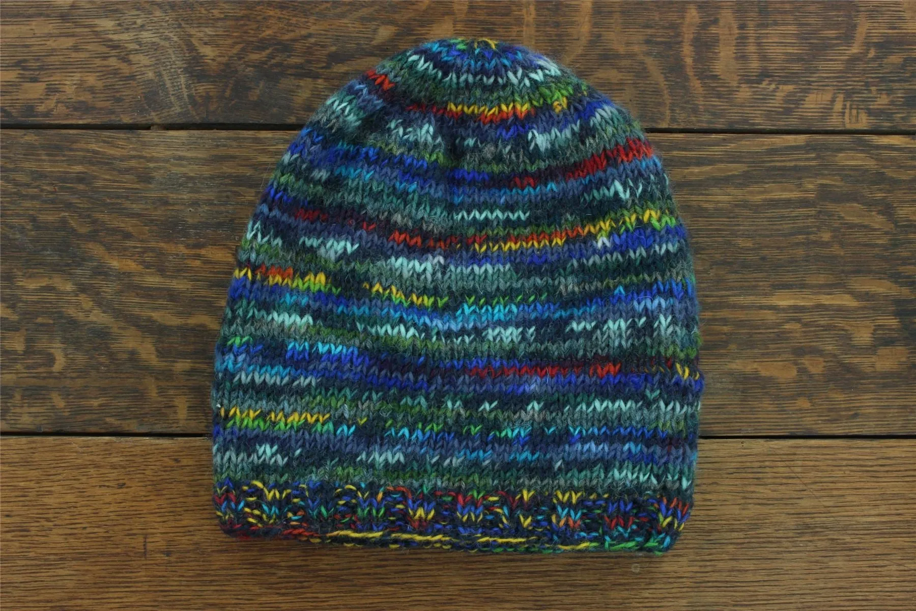 Hand Knitted Baggy Slouch Beanie Hat - SD Dark Blue Mix