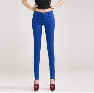 HEE GRAND Women's Candy Pants 2017 Pencil Jeans Ladies Trousers Mid Waist Full Length Zipper Stretch Skinny Women Pant WKP004