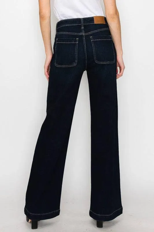 High rise modern wide jeans