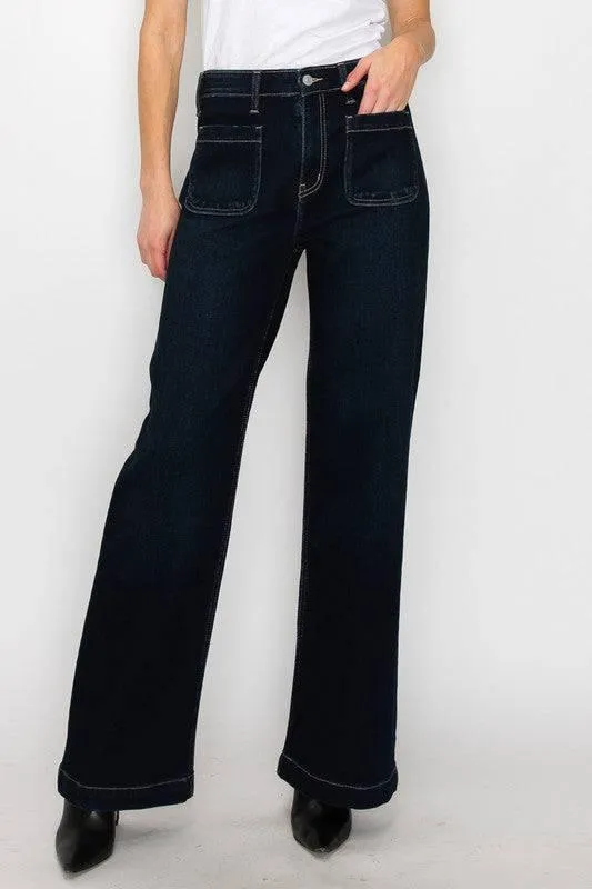 High rise modern wide jeans