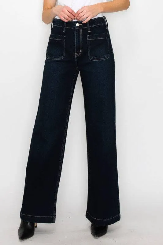 High rise modern wide jeans