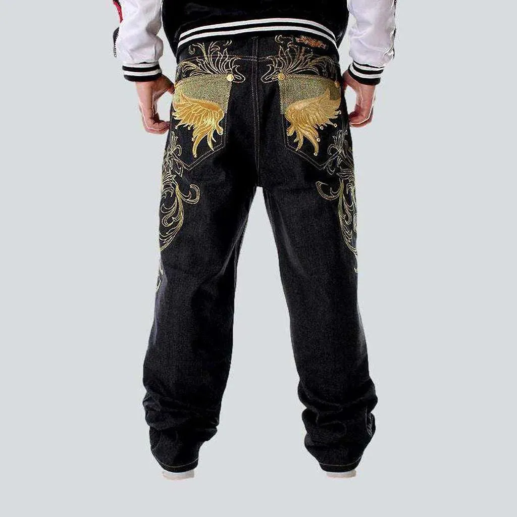 Hip-hop embroidered jeans for men