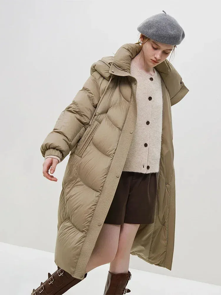 Hooded Long Thick Winter Khaki Temperament Detachable Cozy Warm Stylish Coat