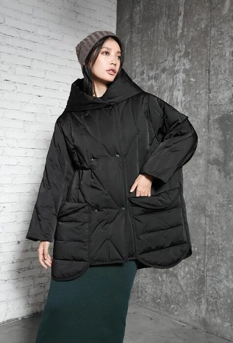 Hooded Women Winter Loose Thick 90% Duck Down Jackets Warm Long Down Coat