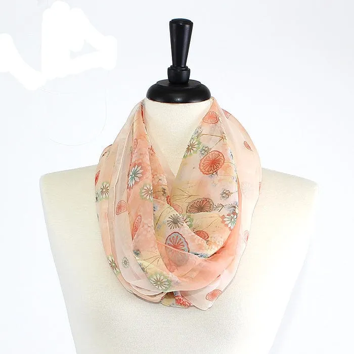 IN6030 Flower Print Infinity Scarf