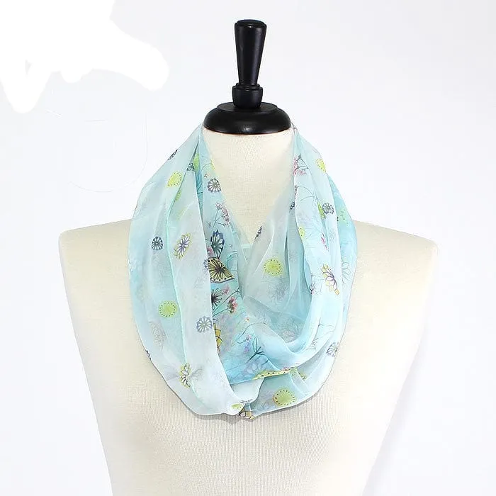 IN6030 Flower Print Infinity Scarf